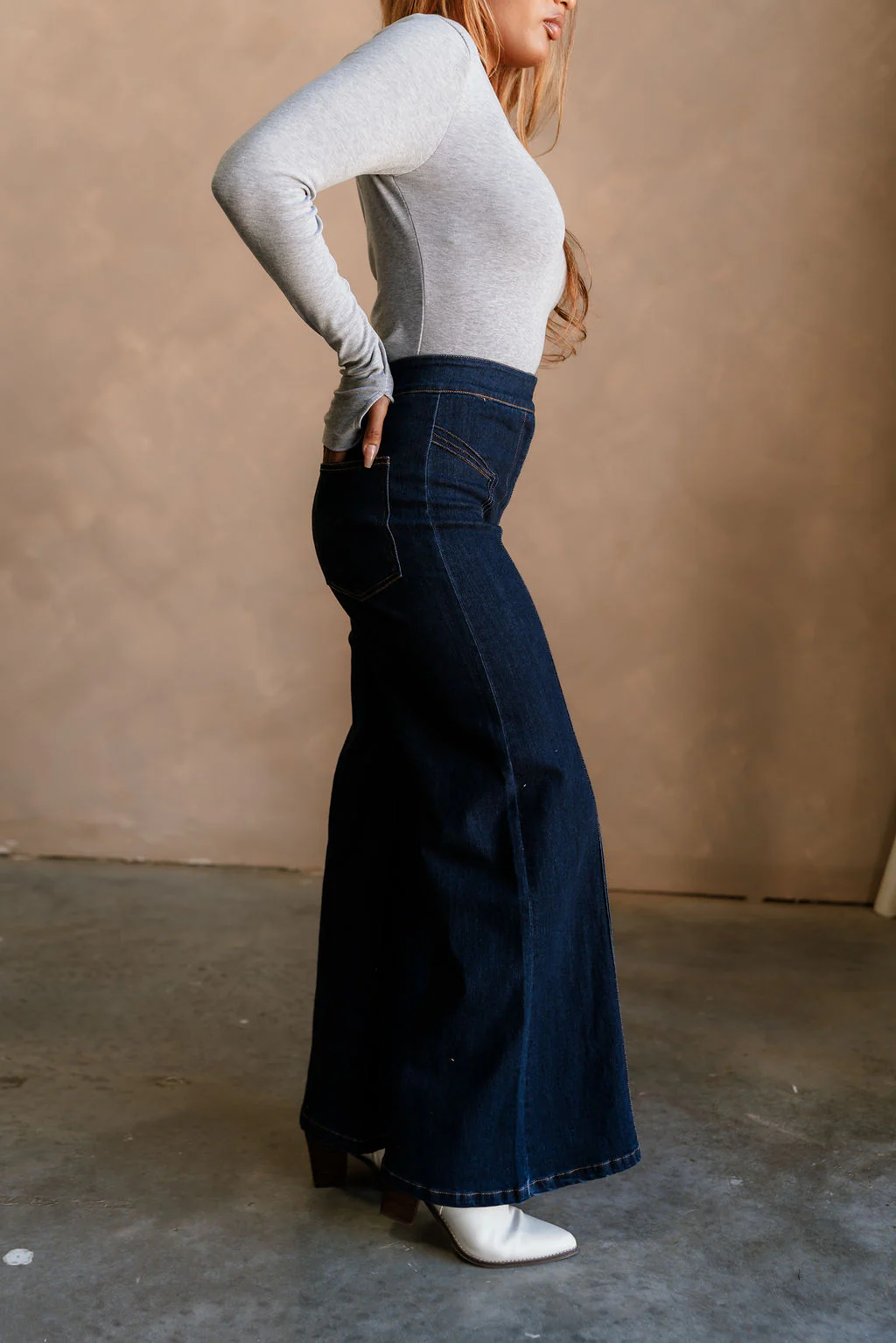 Lena Dark Denim Wide Leg Jeans - Image 5