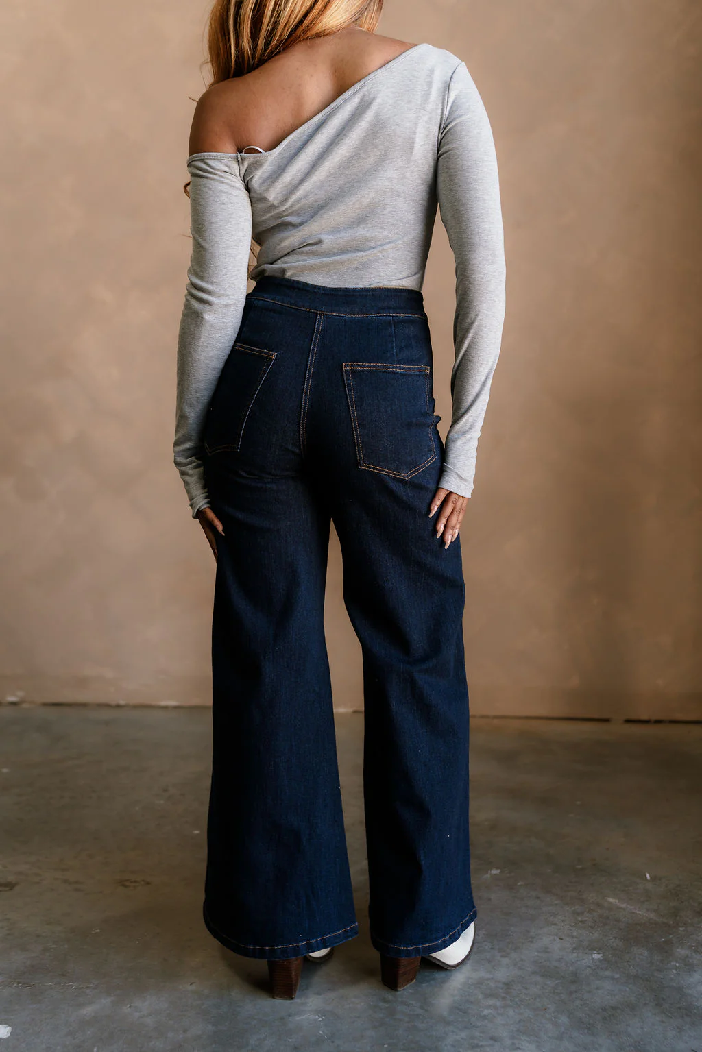 Lena Dark Denim Wide Leg Jeans - Image 6