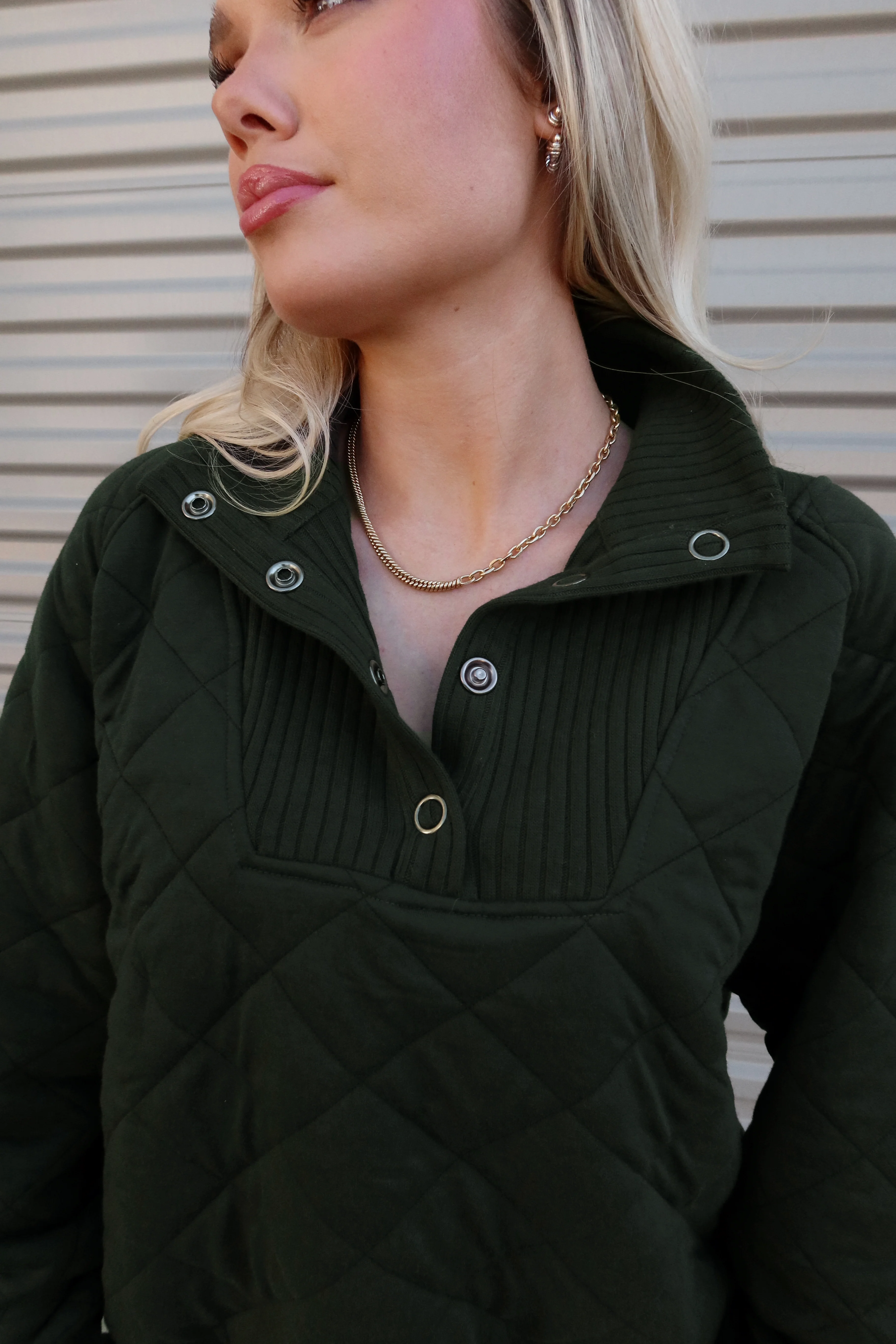 Lena Hunter Green Quarter Button-Up Sweatshirt - Image 2