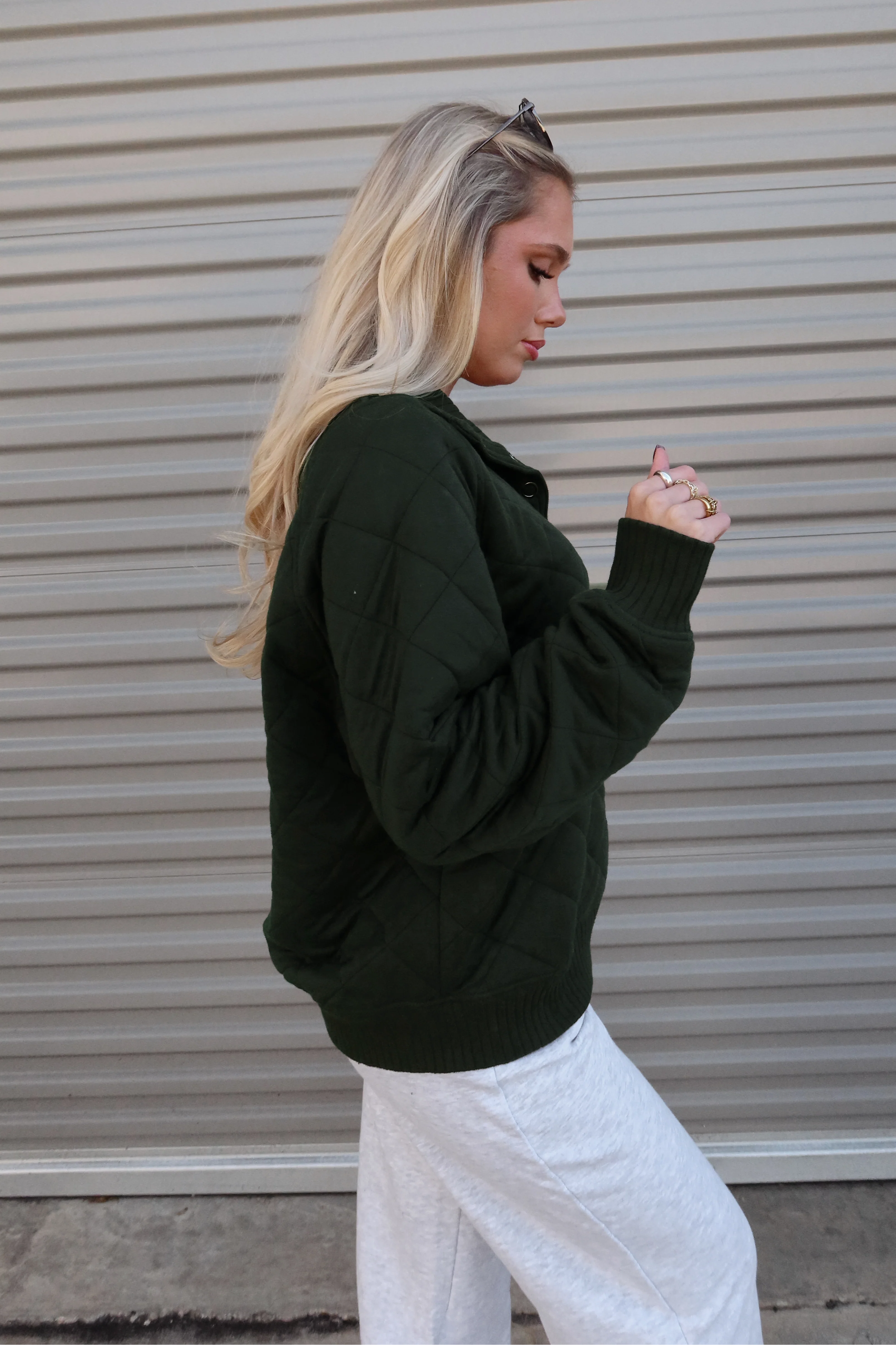 Lena Hunter Green Quarter Button-Up Sweatshirt - Image 3