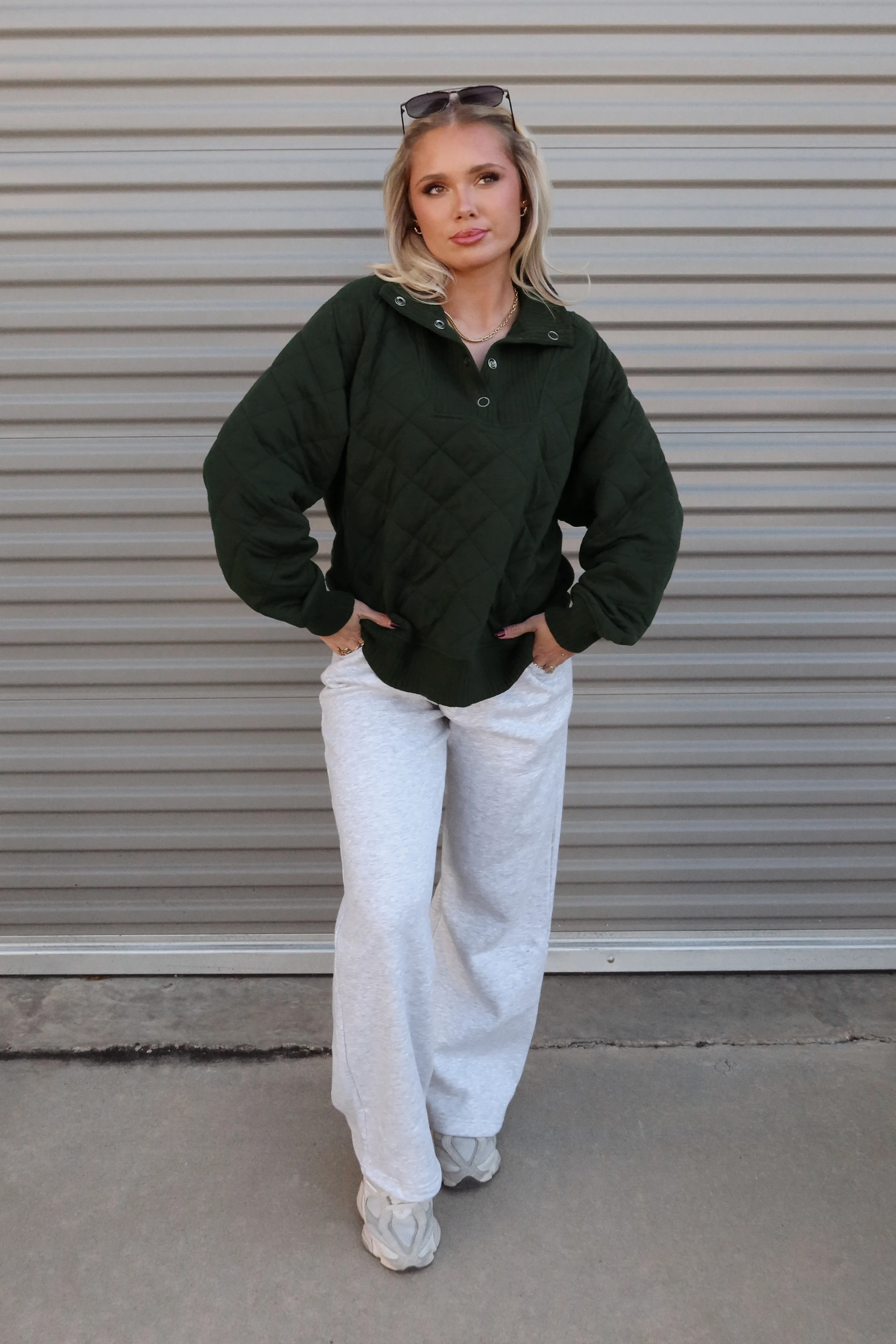 Lena Hunter Green Quarter Button-Up Sweatshirt - Image 4