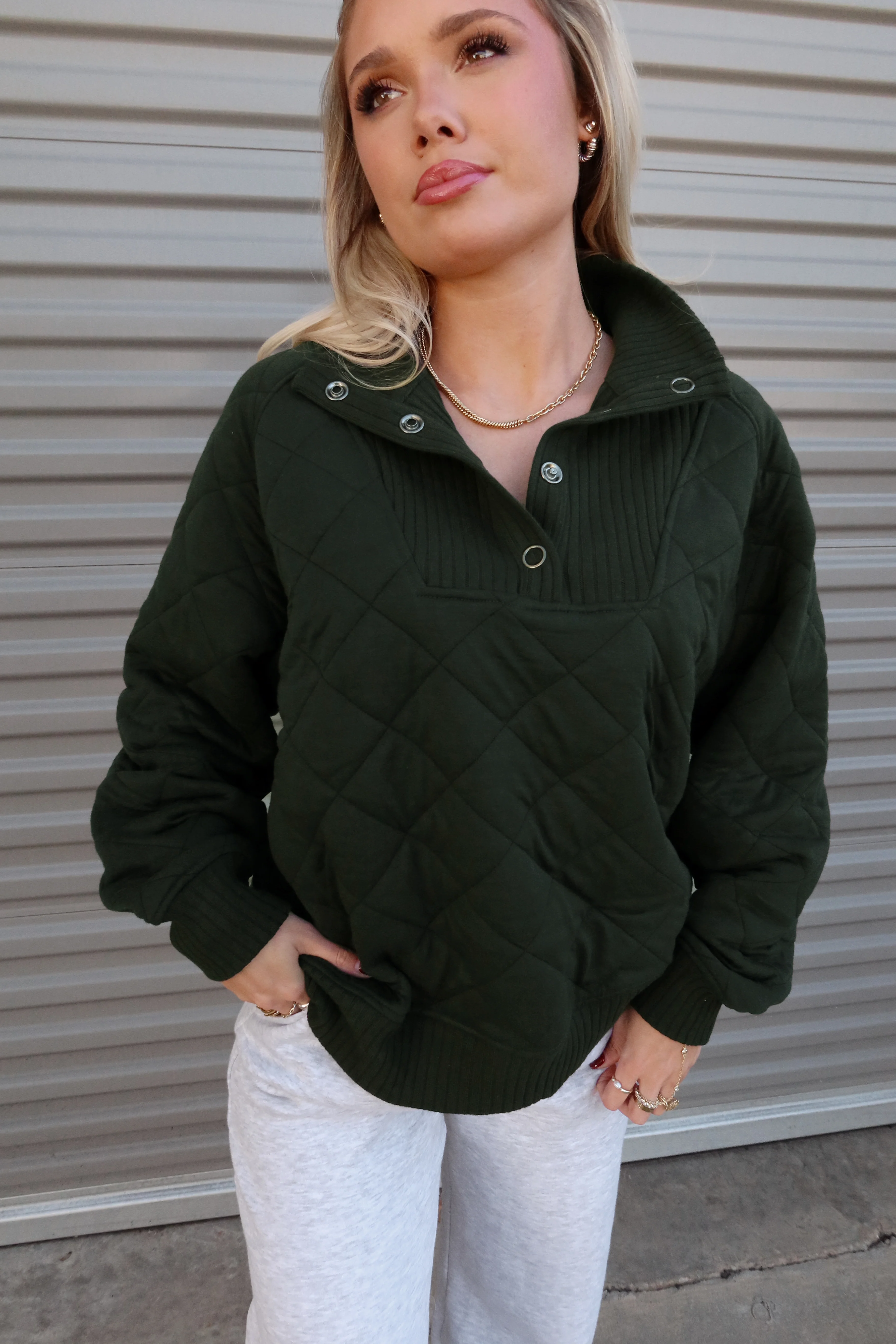 Lena Hunter Green Quarter Button-Up Sweatshirt - Image 8