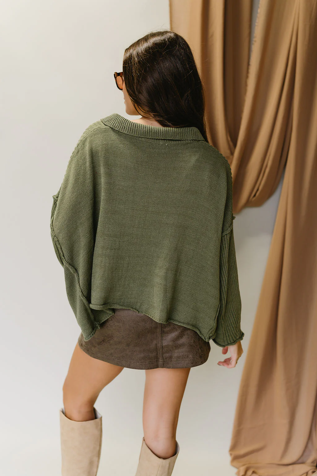 Lena Olive Button-Up Cardigan - Image 4