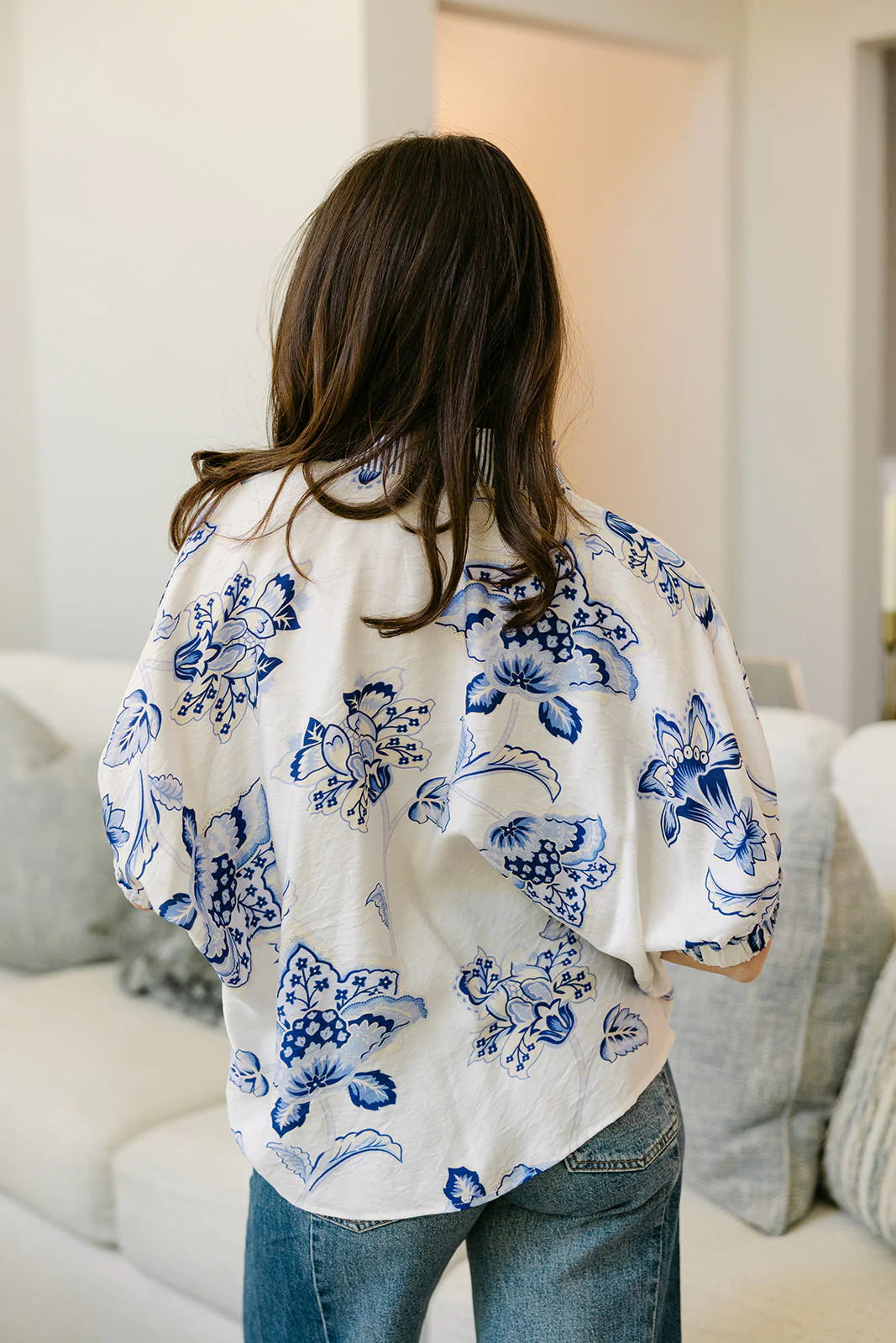 Lenora Blue & White Floral Top - Image 6