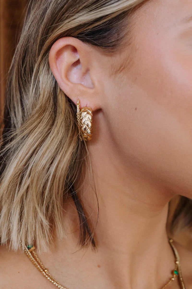 Leona Braided Gold Hoop Earrings