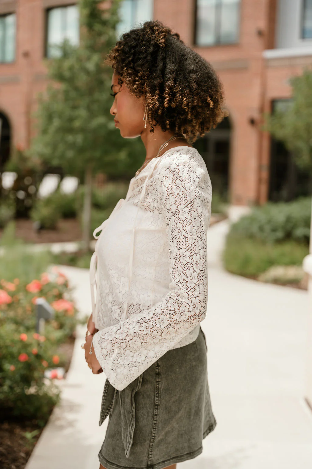 Leona Cream Lace Front Ties Cardigan - Image 6