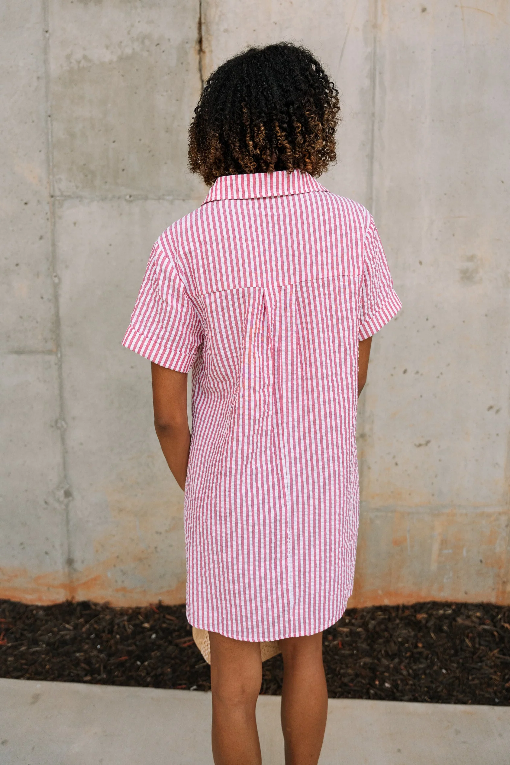 Leona Red & White Stripe Mini Dress - Image 4