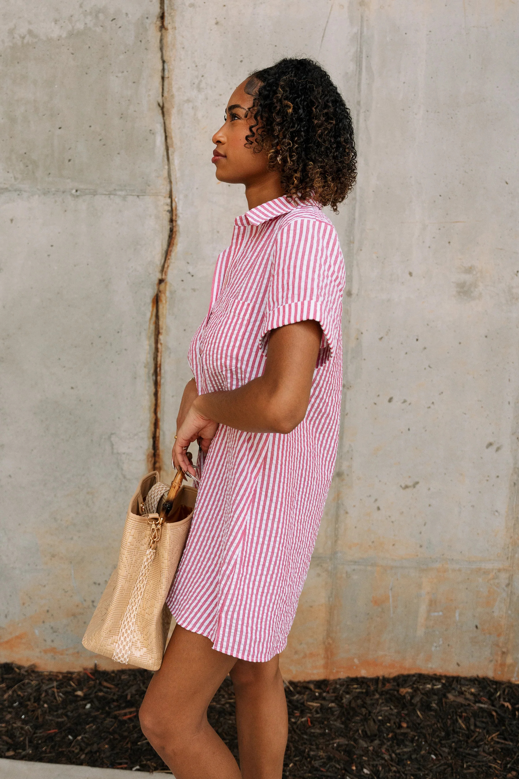 Leona Red & White Stripe Mini Dress - Image 7
