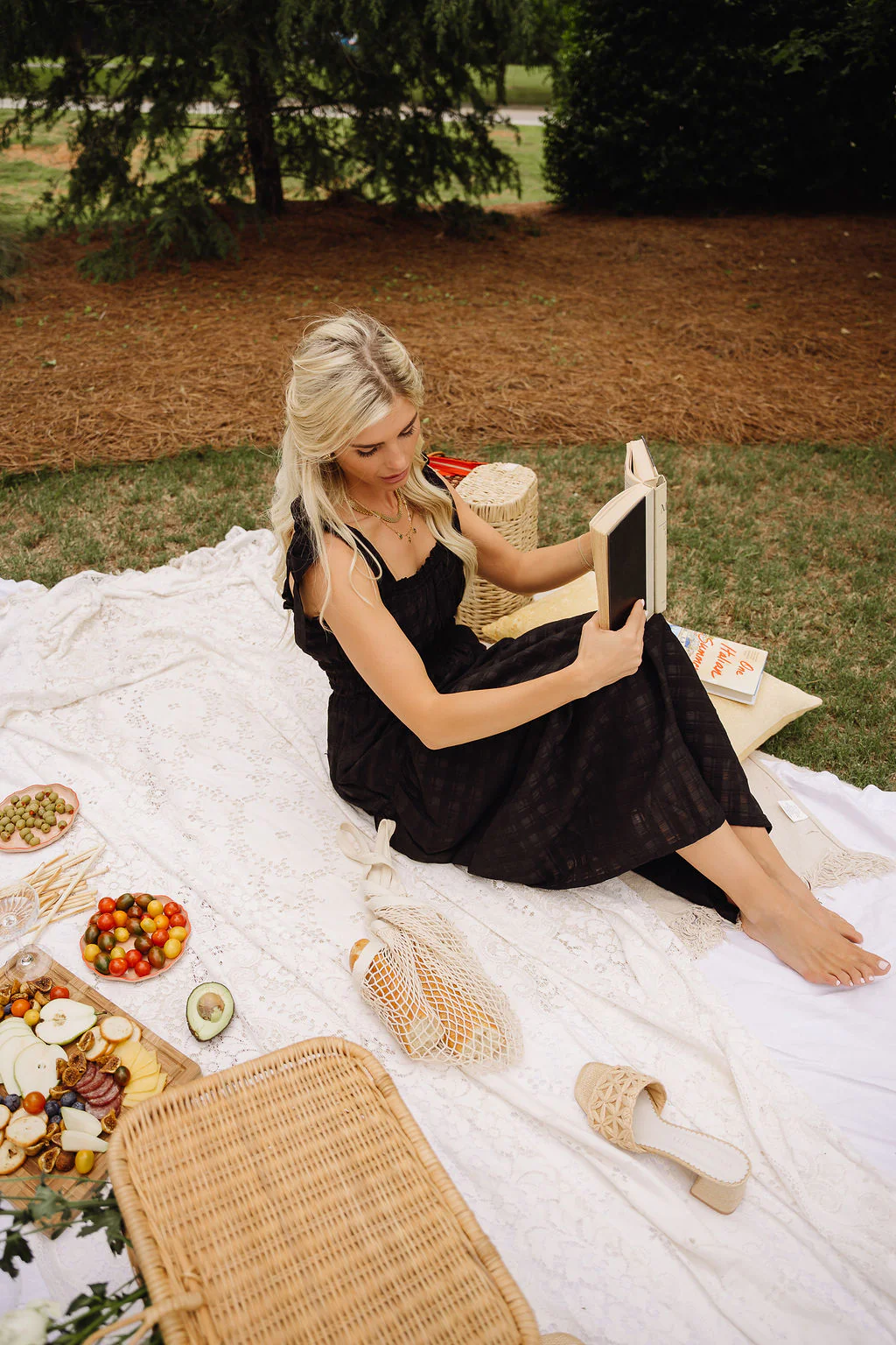 Leslie Black Plaid Tie Strap Maxi Dress - Image 3