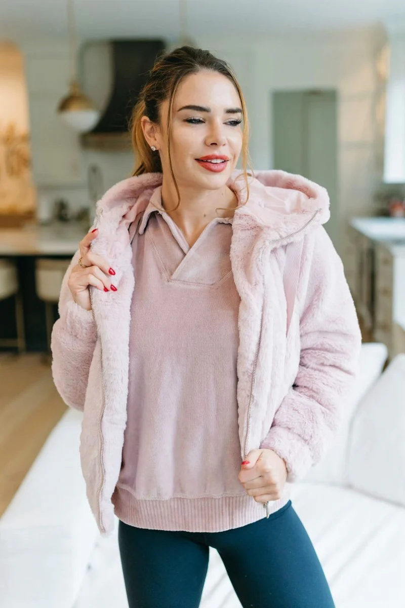 Let It Snow Faux Fur Jacket in Pink