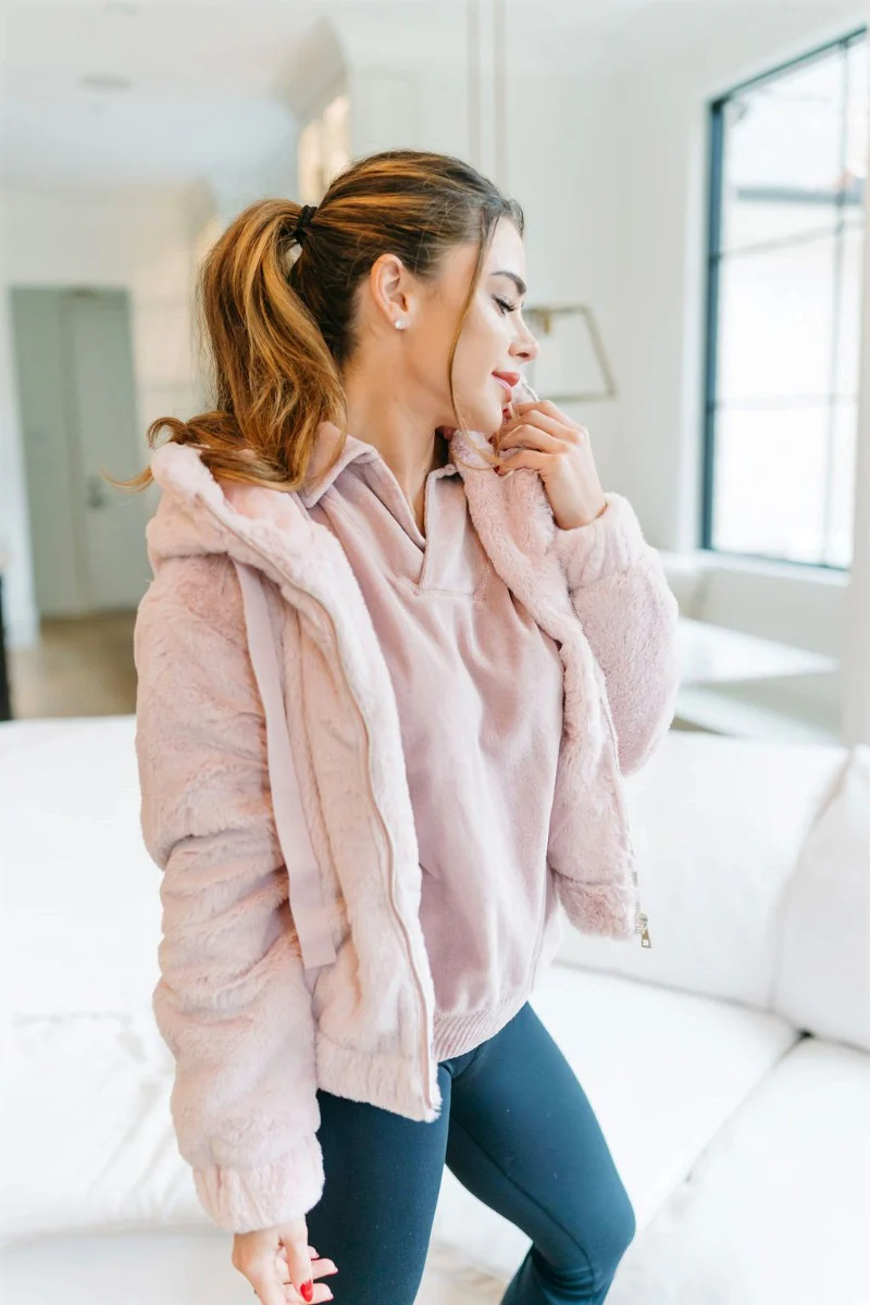 Let It Snow Faux Fur Jacket in Pink - Image 4