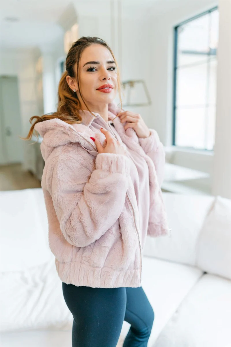 Let It Snow Faux Fur Jacket in Pink - Image 5