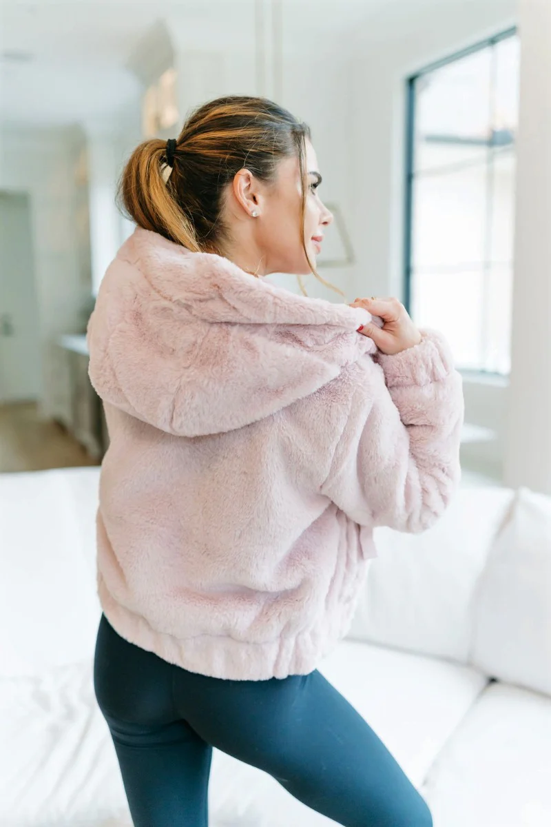 Let It Snow Faux Fur Jacket in Pink - Image 6