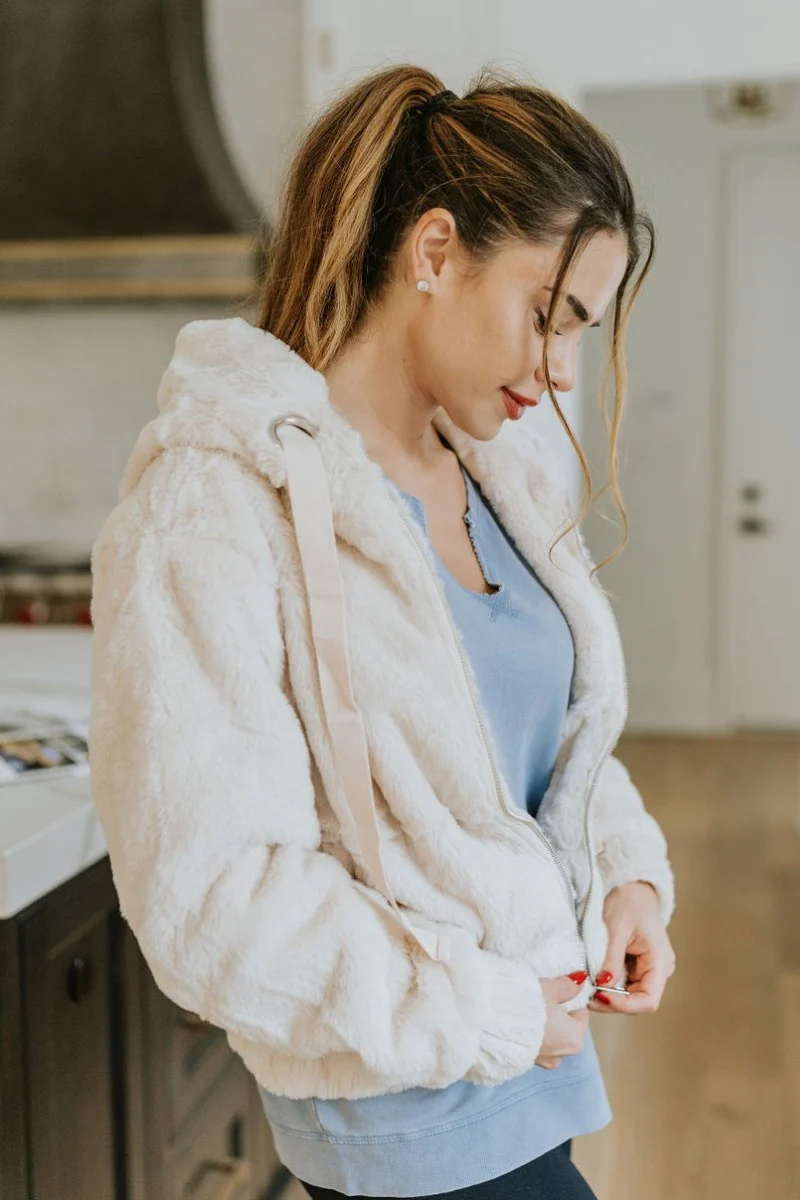 Let It Snow Faux Fur Jacket in Cream