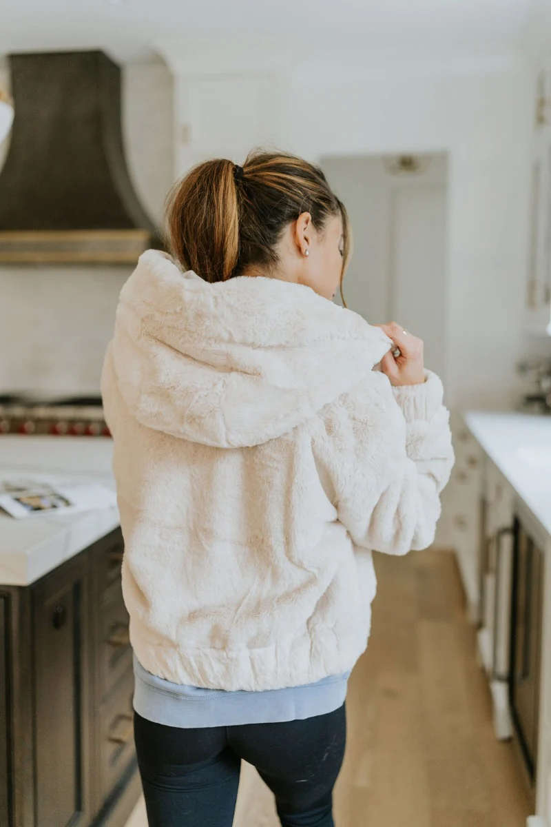 Let It Snow Faux Fur Jacket in Cream - Image 5