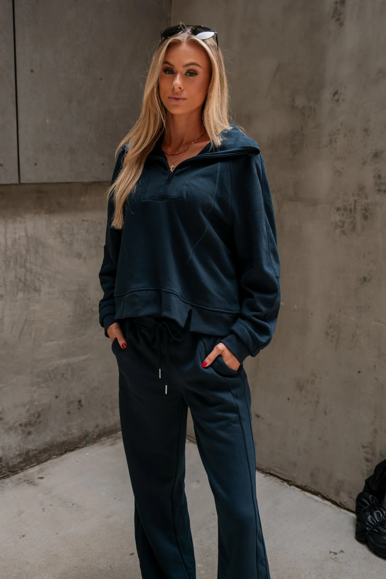 Lexi Quarter Zip-Up Long Sleeve Sweatshirt