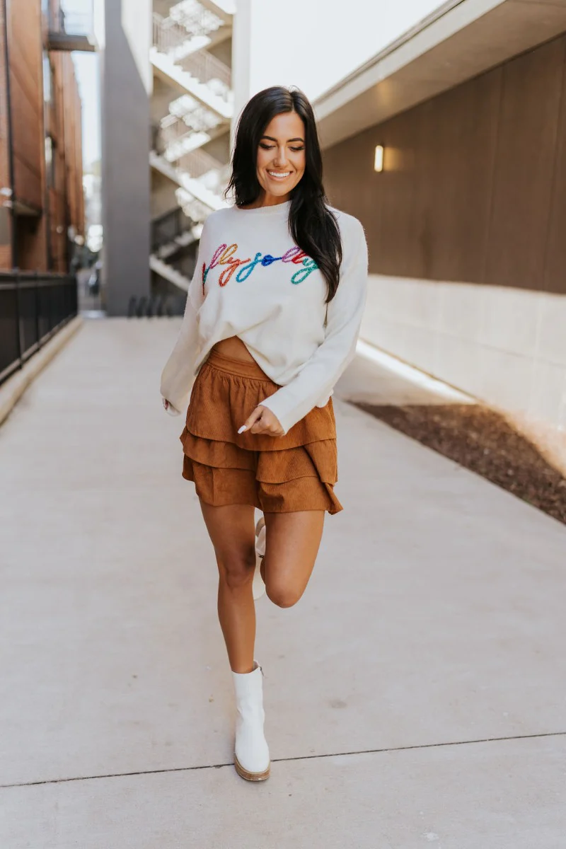Lexington Corduroy Skirt in Camel - Image 2