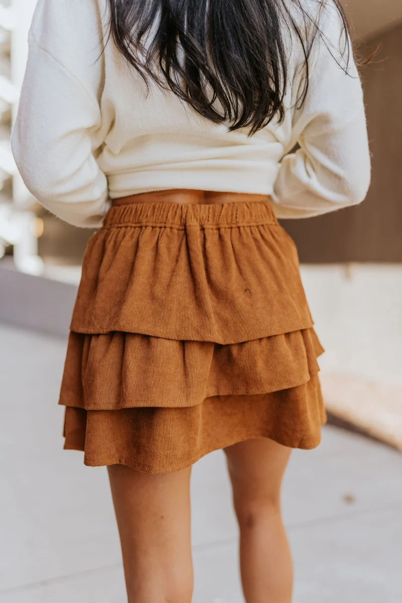 Lexington Corduroy Skirt in Camel - Image 4