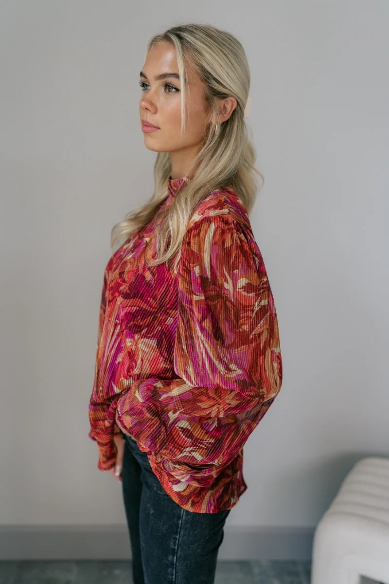 Lia Floral Shimmer Long Sleeve Top - Image 5