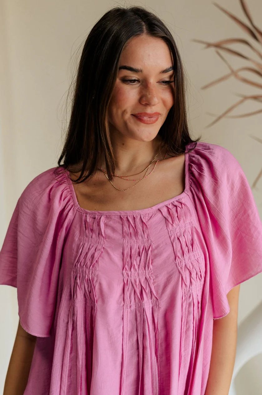 Lia Pink & Gold Chain Layered Necklace - Image 2