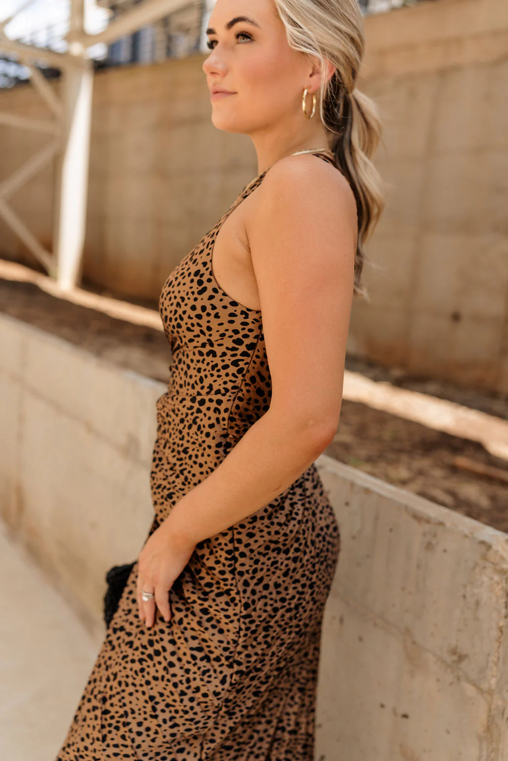 Liana Cheetah Pleated Satin Asymmetric Dress - Image 5