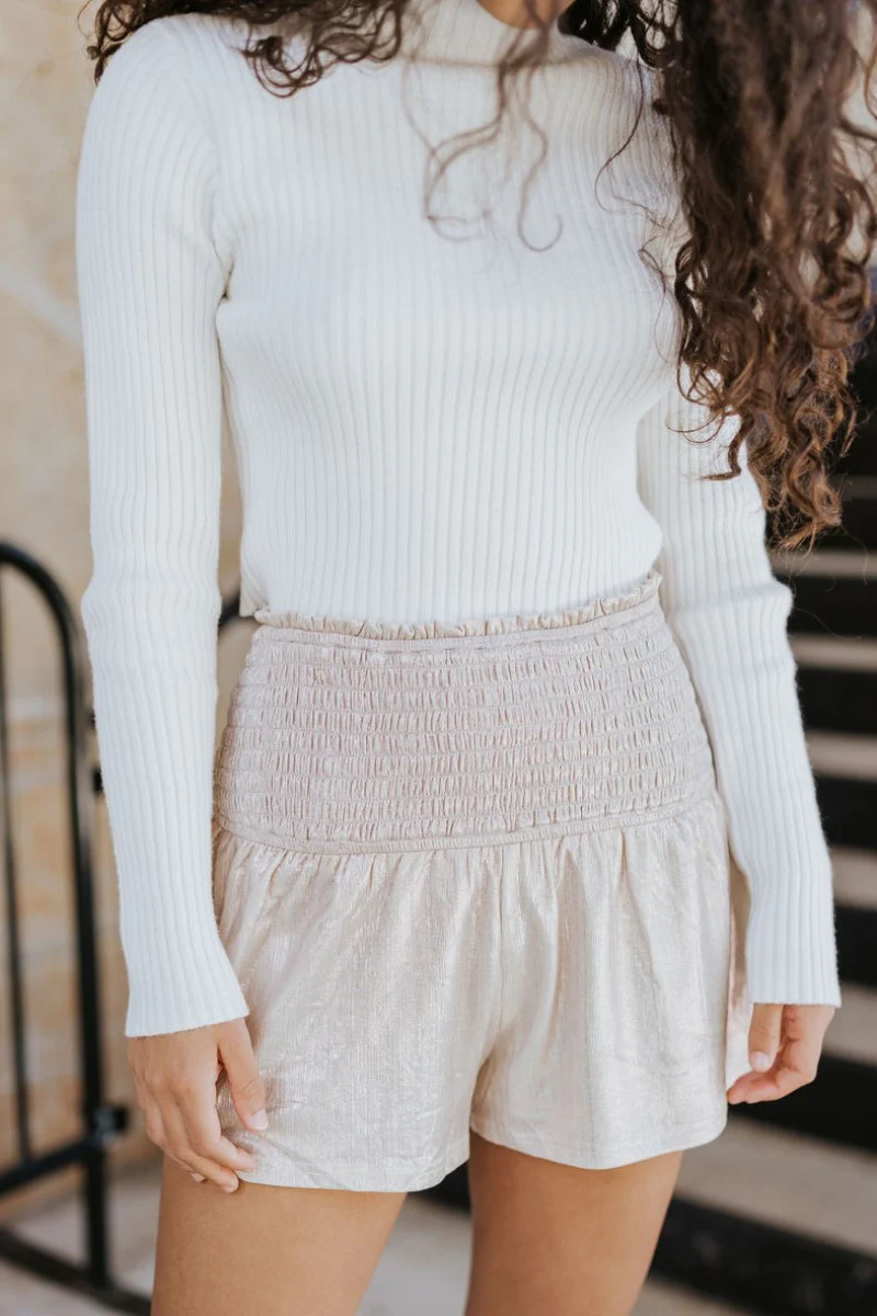 Liana Mock Neck Top in Ivory - Image 2