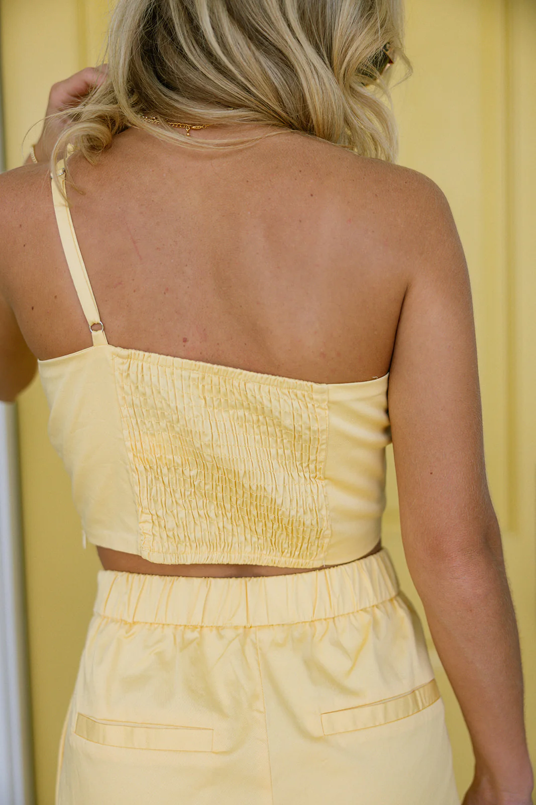 Lianna Yellow Tie Knot Cropped Tank - Image 4