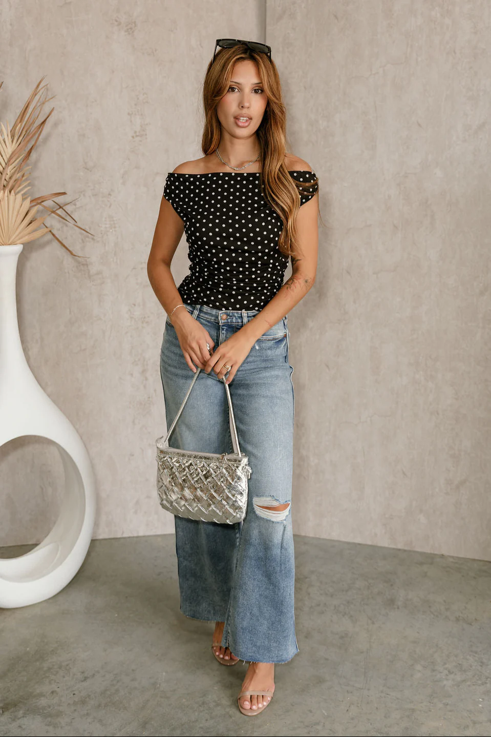 Lila Black & White Polka Dot Top - Image 4
