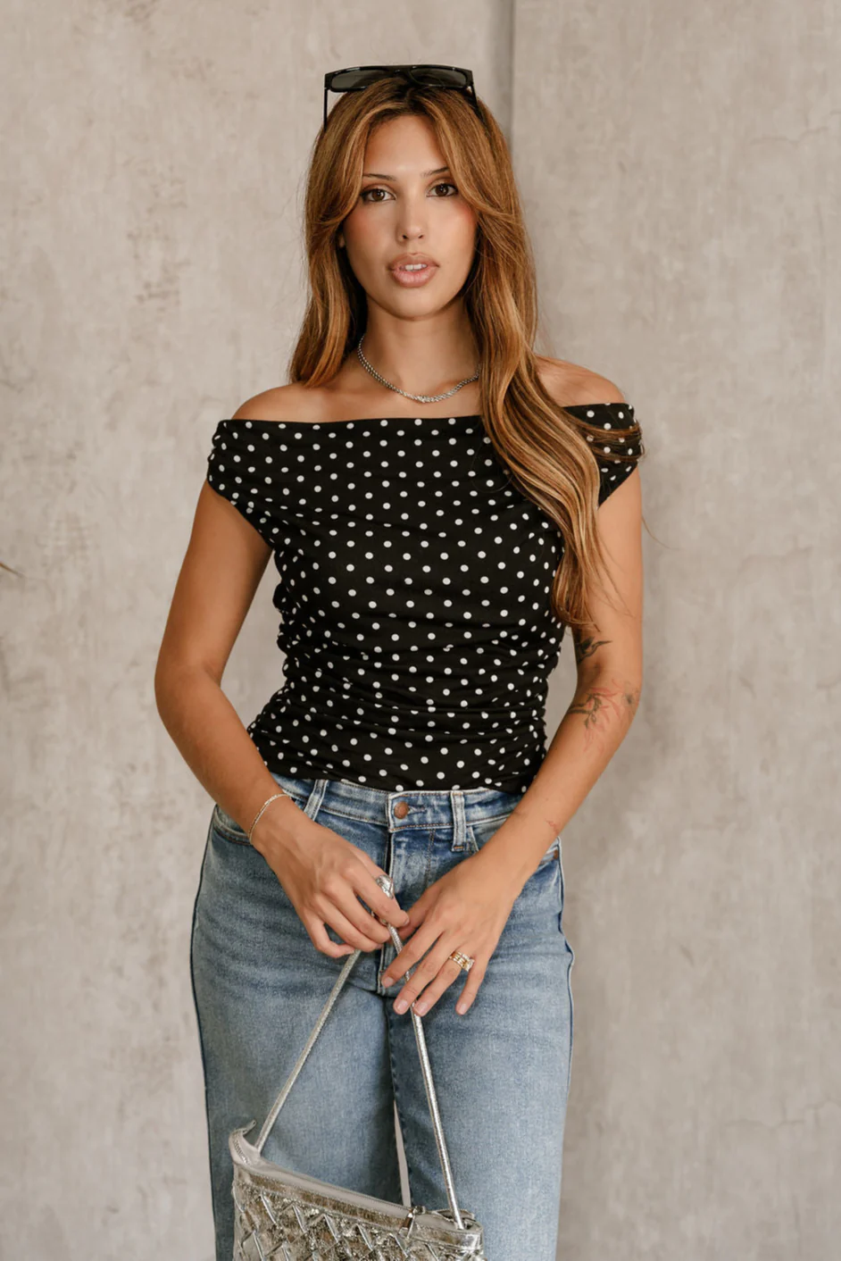 Lila Black & White Polka Dot Top - Image 7