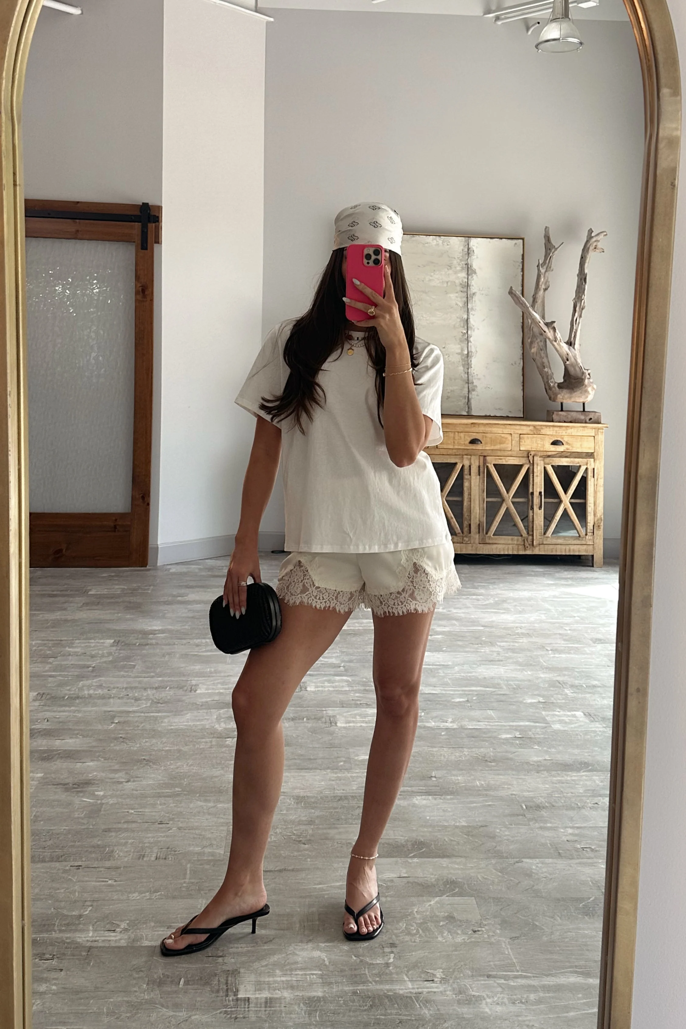 Lila Cream Lace Trim Shorts