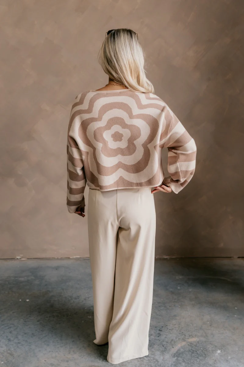Lilah Beige & Taupe Flower Sweater - Image 5