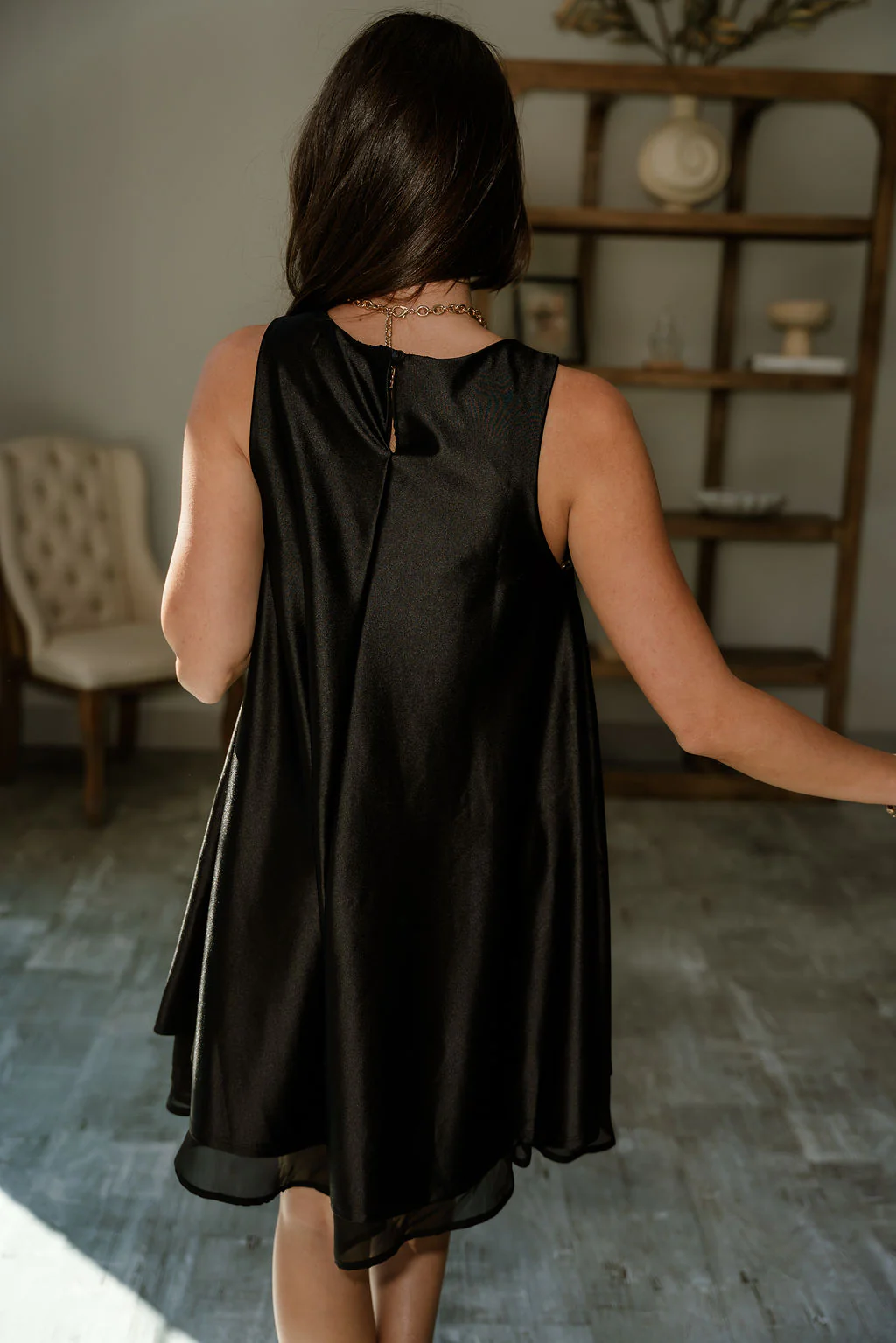 Lilah Black Satin Mini Dress - Image 14