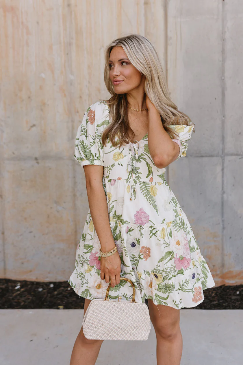 Lilah Cream Multi Floral Mini Dress