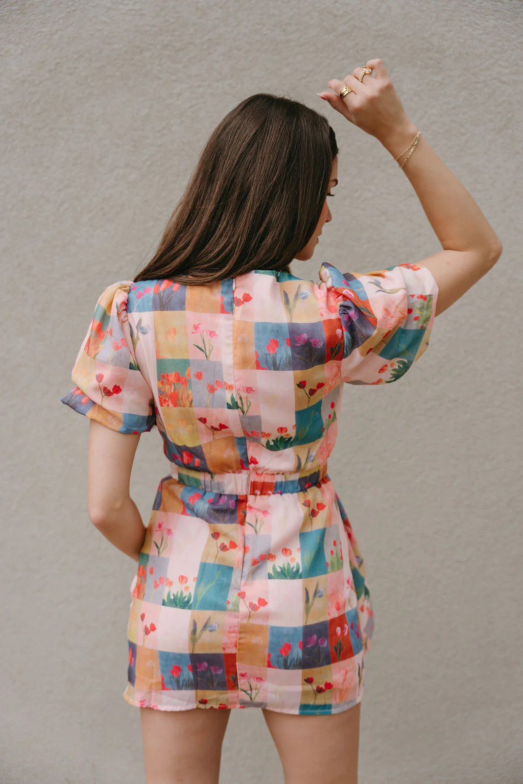 Lilah Multi Plaid & Floral Ruffle Mini Dress - Image 4