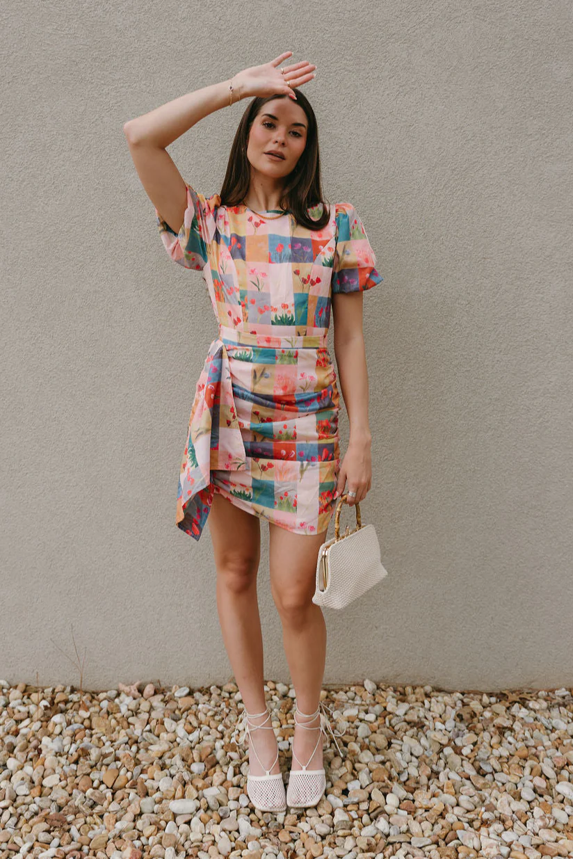 Lilah Multi Plaid & Floral Ruffle Mini Dress - Image 6