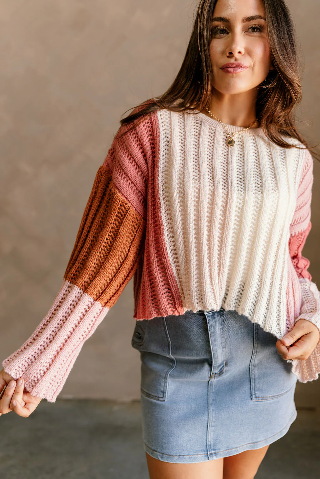 Liliana Cream & Mauve Multi Sweater - Image 2