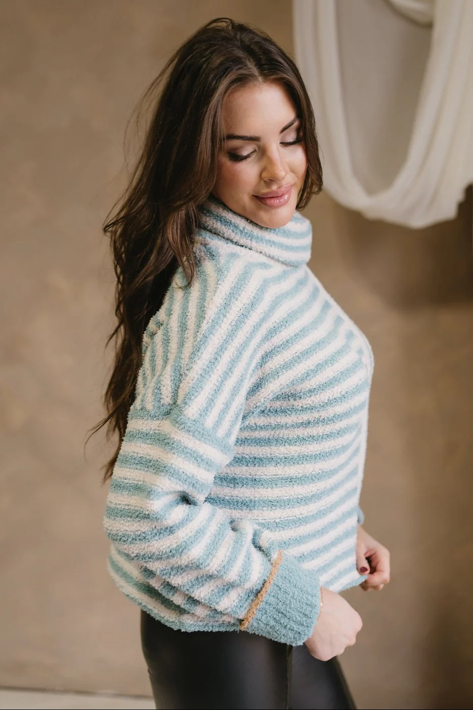 Liliana Sage & Cream Stripe Knit Sweater - Image 7