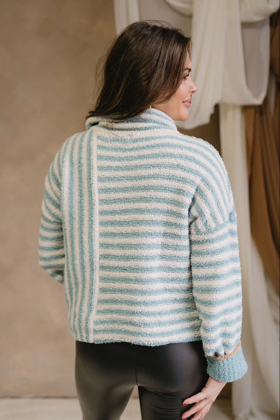 Liliana Sage & Cream Stripe Knit Sweater - Image 8