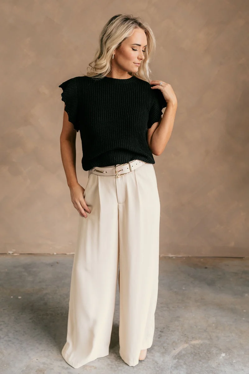 Lillian Black Knit Short Sleeve Sweater - Image 2