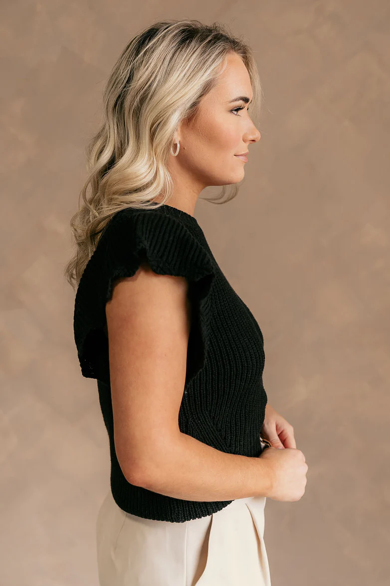 Lillian Black Knit Short Sleeve Sweater - Image 6