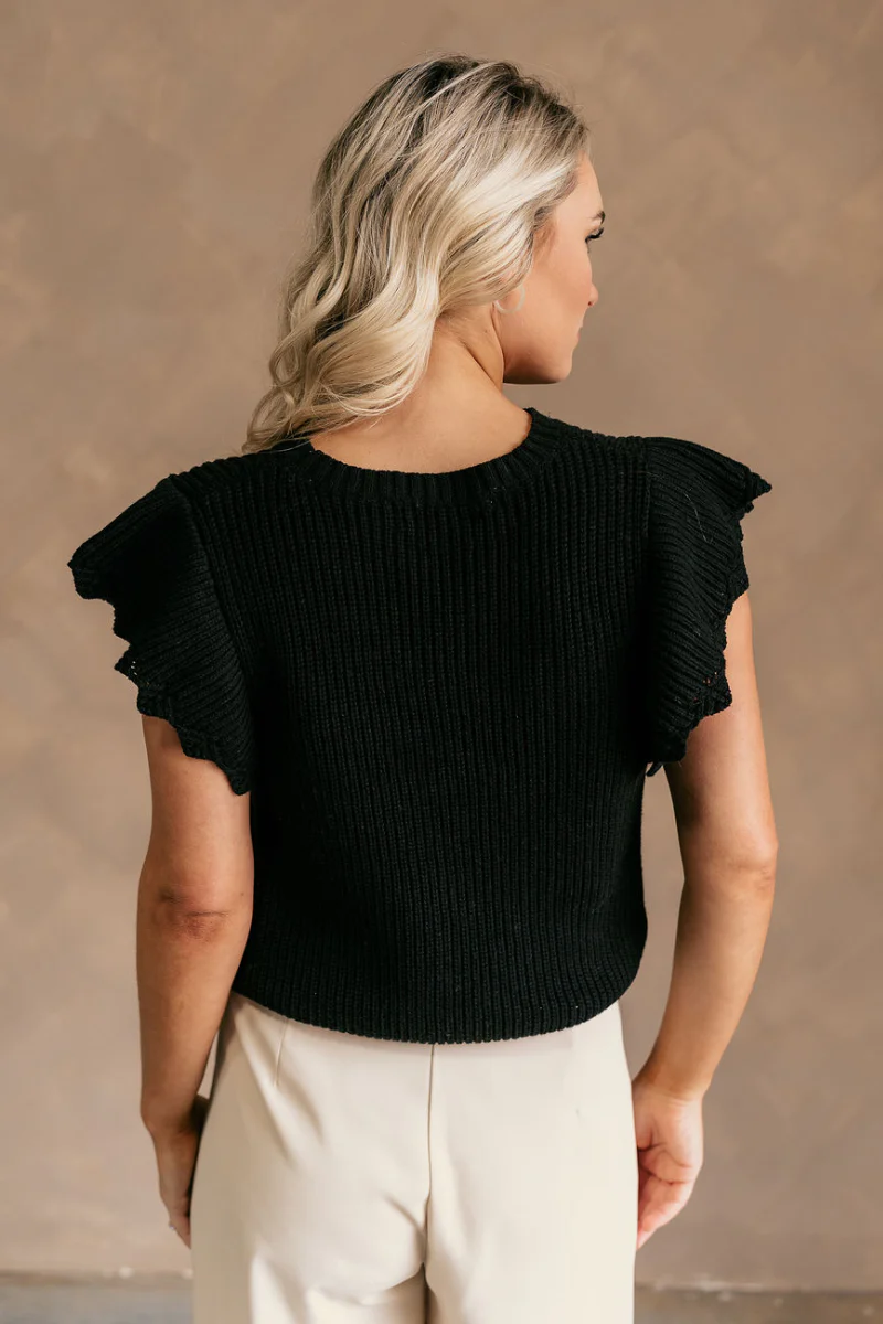 Lillian Black Knit Short Sleeve Sweater - Image 7