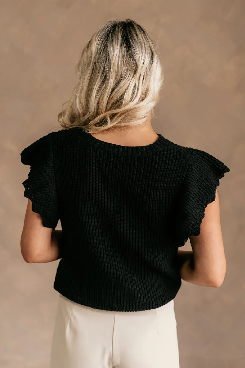 Lillian Black Knit Short Sleeve Sweater - Image 8