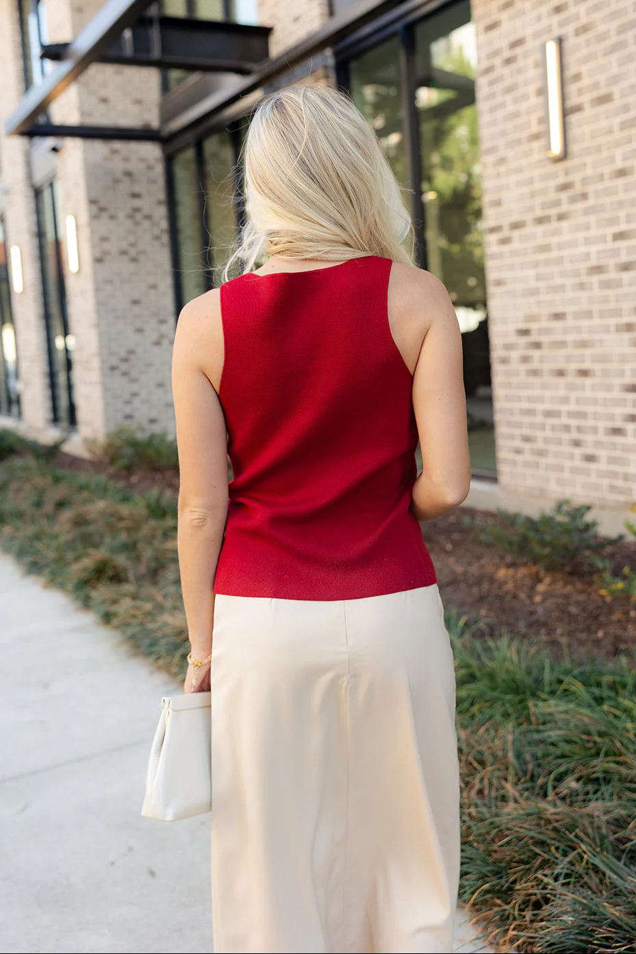 Lilliana Deep Red Button-Up Knit Tank - Image 9