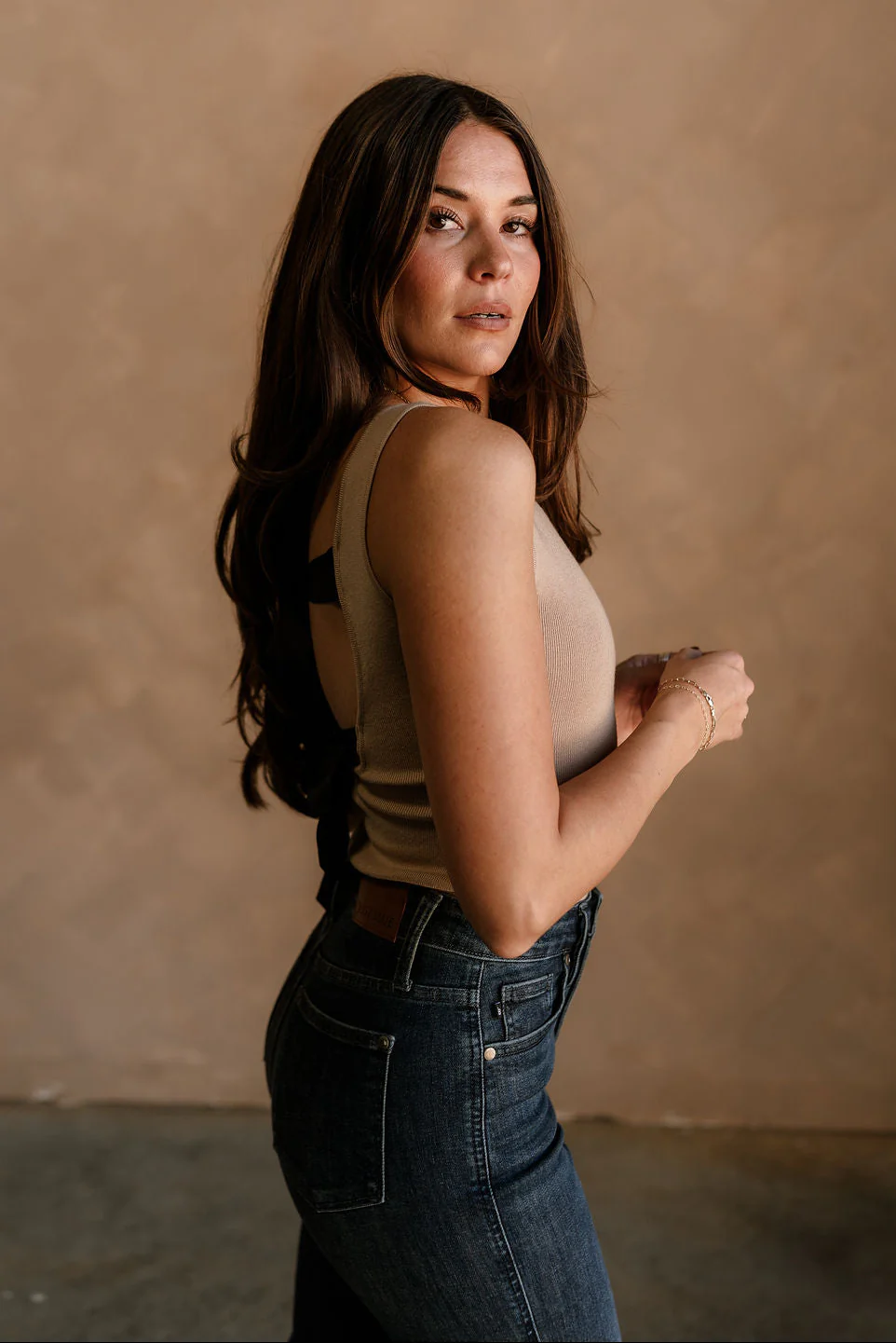 Lilliana Taupe & Black Ties Knit Bodysuit - Image 3