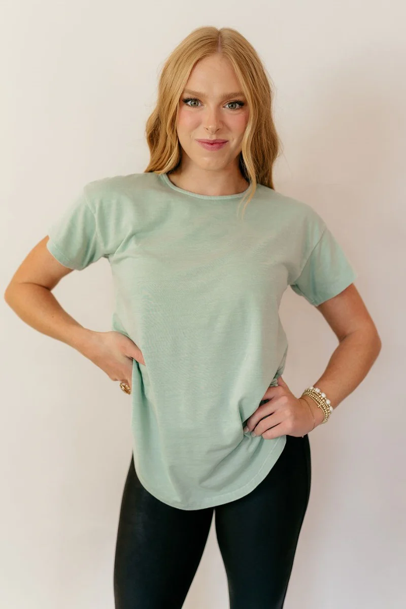Lillie Mint Green Basic Short Sleeve Top