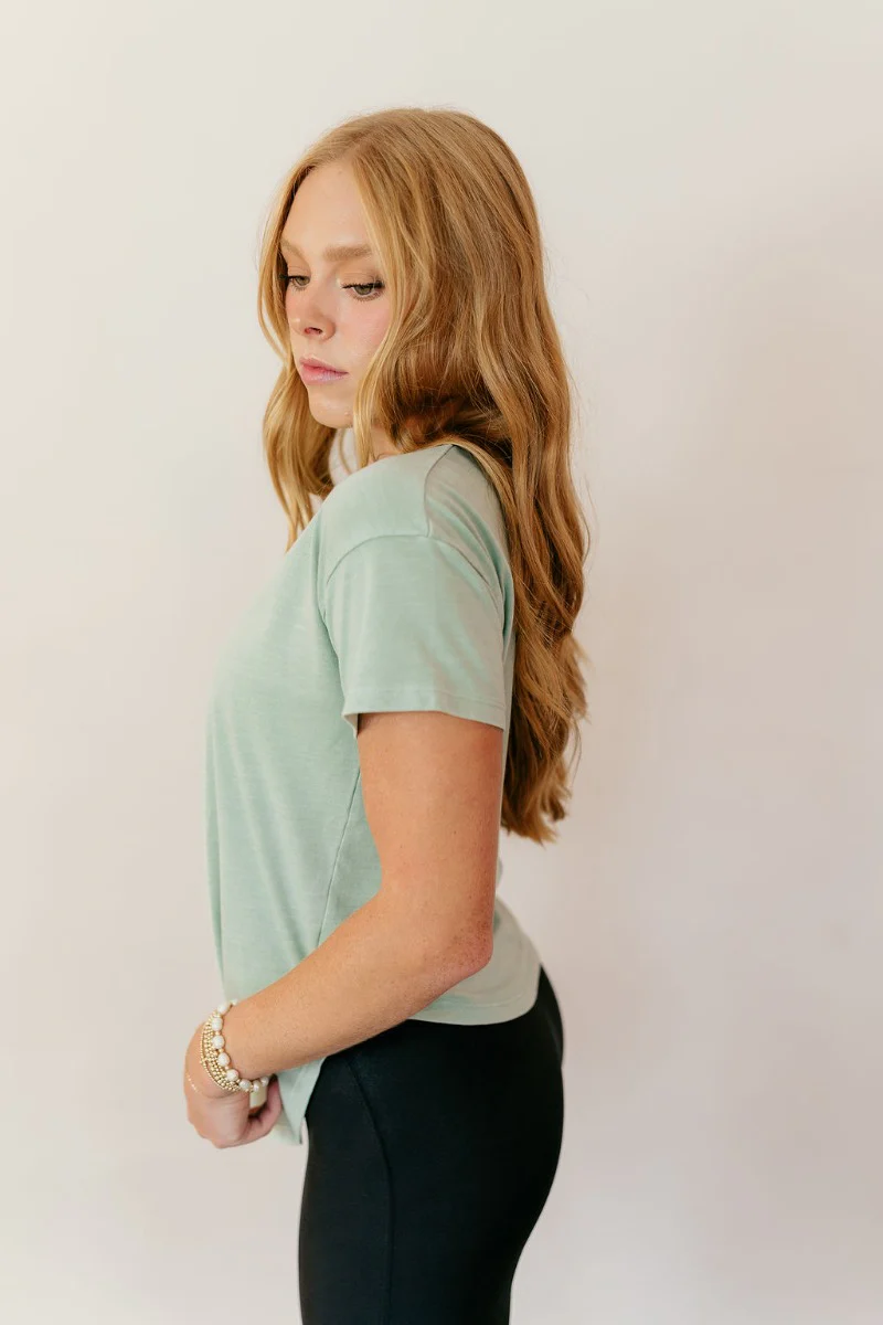 Lillie Mint Green Basic Short Sleeve Top - Image 2