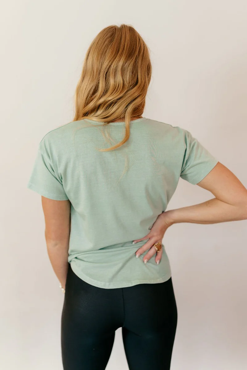 Lillie Mint Green Basic Short Sleeve Top - Image 3