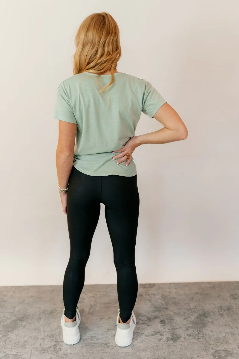 Lillie Mint Green Basic Short Sleeve Top - Image 4