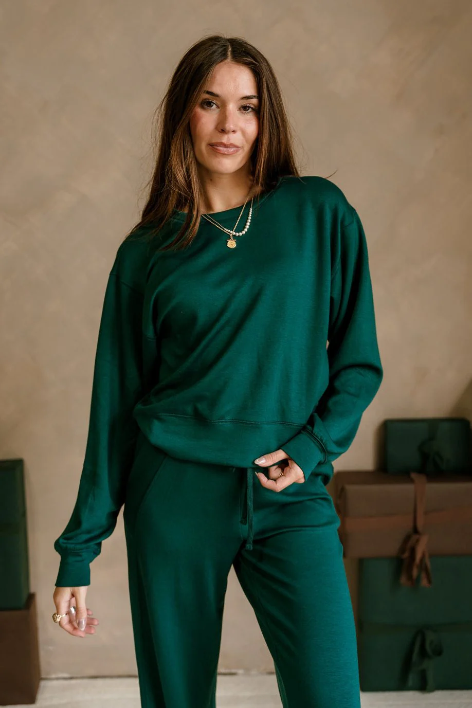 Lina Green Butter Soft Round Neck Pullover - Image 2