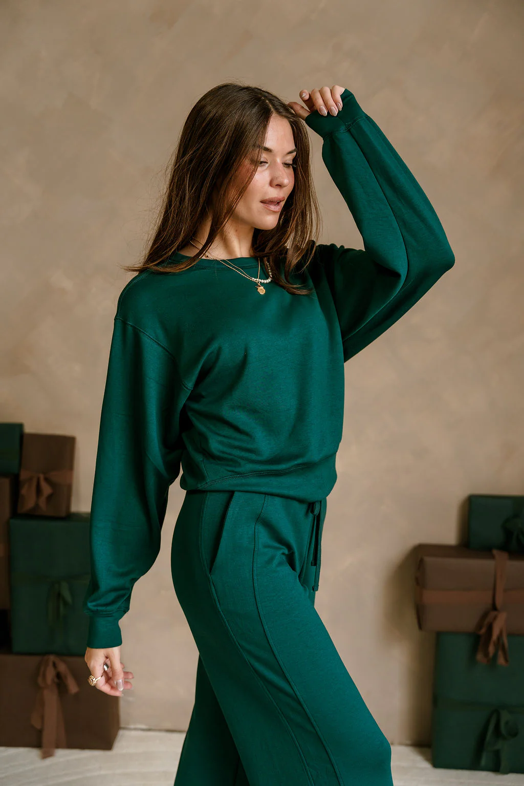 Lina Green Butter Soft Round Neck Pullover - Image 3